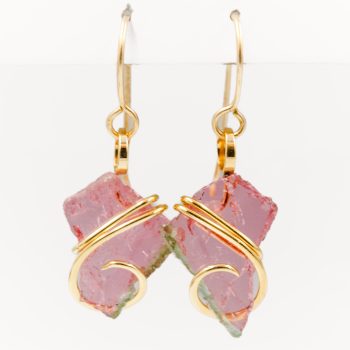 Maine watermelon tourmaline slice earrings