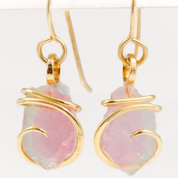Maine watermelon tourmaline slice earrings