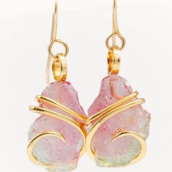 Maine watermelon tourmaline slice earrings