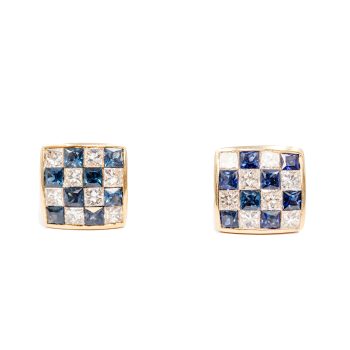 Diamond and sapphire estate earrings
