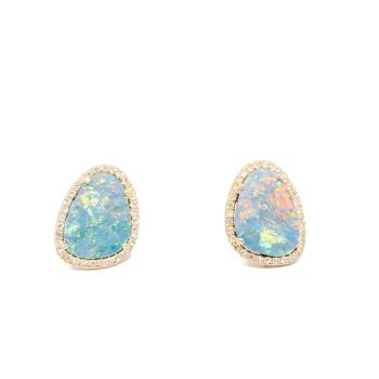 Australian black opal and diamond earrings