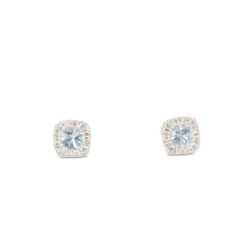 Aquamarine and diamond stud earrings