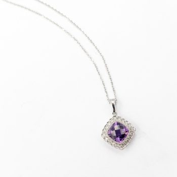 Amethyst and diamond pendant