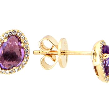 Amethyst and Diamond Studs