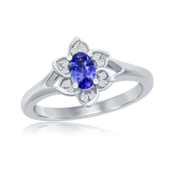Tanzanite and diamond flower ring