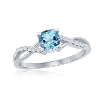 Aquamarine and diamond twist ring