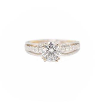 Two tone diamond engagement ring