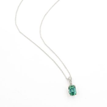 Blue Maine tourmaline and diamond pendant