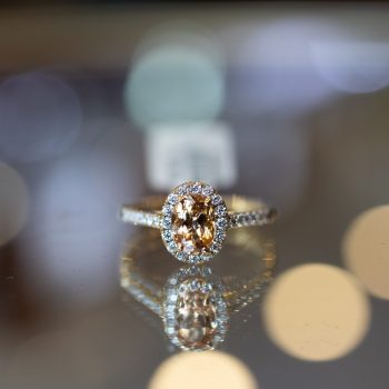 Orange Precious Topaz and Diamond Ring