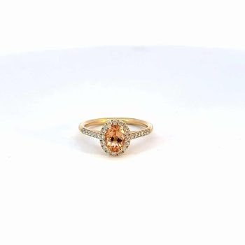 Orange Precious Topaz and Diamond Ring