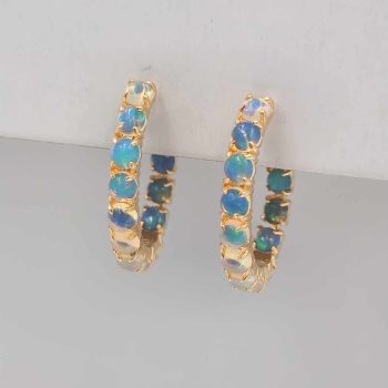 Opal inside/outside hoop earrings