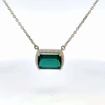 9.15 Ct Green Maine Tourmaline Necklace