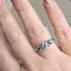 3 stone diamond and blue Maine tourmaline ring - Image 2