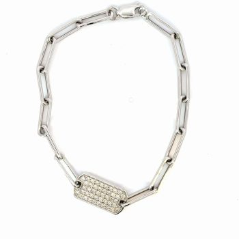 White Gold Paperclip Bracelet