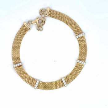 Yellow Gold Diamond Mesh Bracelet