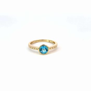 Blue Topaz and Diamond Ring