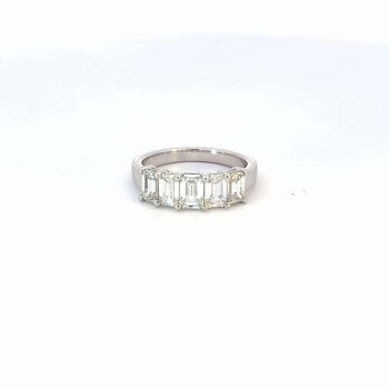 Five emerald shape diamond ring