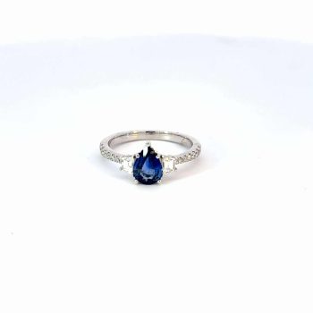 Teardrop Sapphire and Diamond Ring