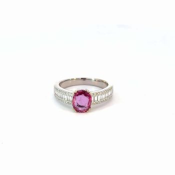 Pink Sapphire and Diamond Ring