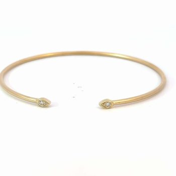 Yellow Gold Teardrop Diamond Satin Cuff