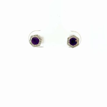 Amethyst with diamond halo earrings