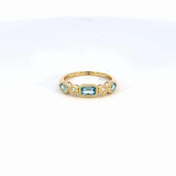 Blue Topaz and Diamond Milgrain Band