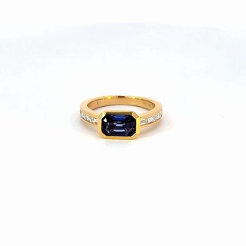 Sapphire Bezel Set Diamond Ring