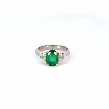 Three Stone Emerald and Diamond Ring