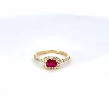 Ruby and Diamond Halo Ring