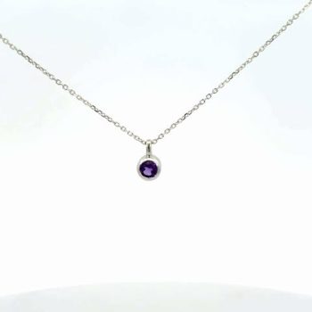 White Gold Bezel Set Amethyst Necklace