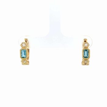 Blue Topaz and Diamond Hoop Earrings