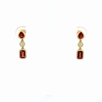 Garnet and Diamond Drop Earrings