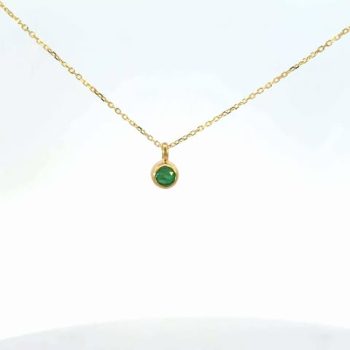 Yellow Gold Bezel Set Emerald Necklace