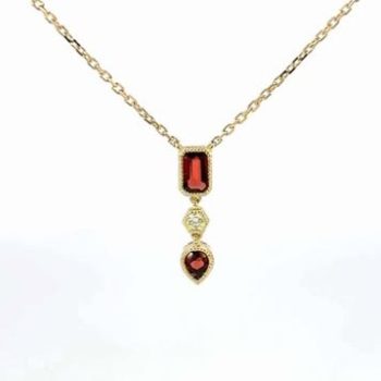 Yellow Gold Garnet and Diamond Necklace