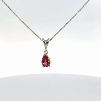 White Gold Pear Shape Maine Tourmaline Pendant