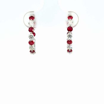 Ruby and Diamond Hoops