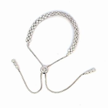 White Gold Adjustable Bolo Bracelet