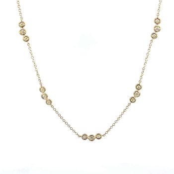 Yellow Gold and Bezel Set Diamond Station Necklace