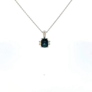 Maine tourmaline and diamond pendant
