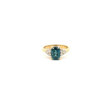 Blue Zircon and Diamond Ring
