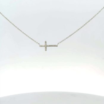 Lady's White Gold Cross Necklace