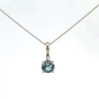 Light Blue Maine Tourmaline and Diamond Pendant