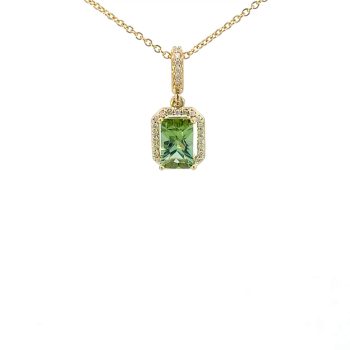 Maine mined tourmaline and diamond pendant