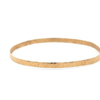 Yellow Gold Hammered Bangle Bracelet