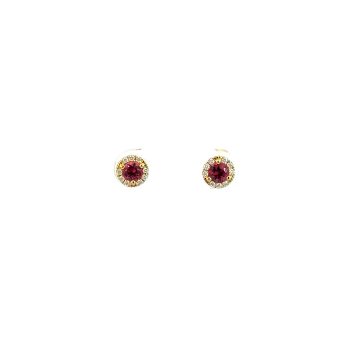 Ruby and Diamond Halo Stud Earrings