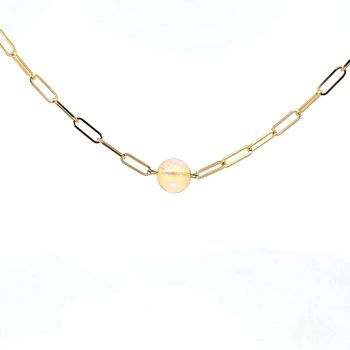 Lady's Yellow Gold Necklace with Opal
