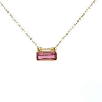 Bezel Pink Tourmaline Necklace