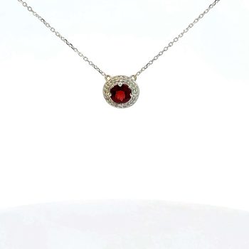 Diamond and Garnet Station Necklace