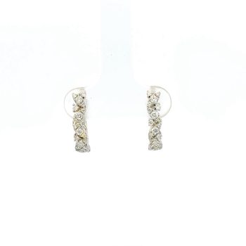 diamond and white gold huggies
