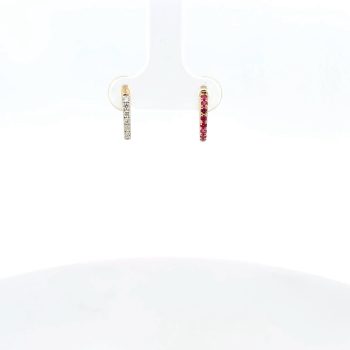 Reversible ruby and diamond huggies